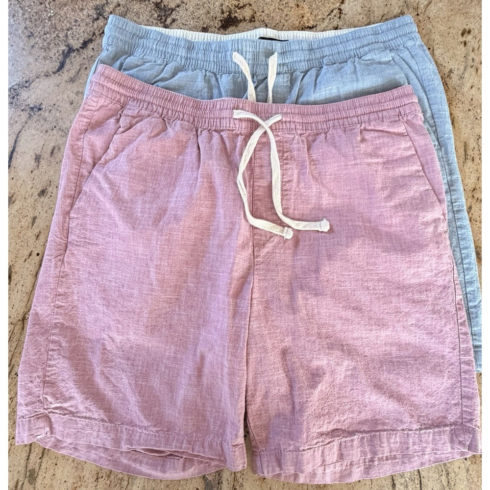 *Lot Of 2* Banana Republic Shorts Mens Lg Blue Pink Preppy Lightweight Casual